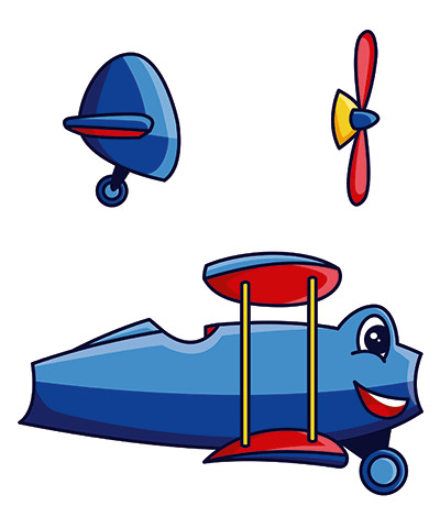 A visual representation of the &quot;Pin the Tail on the Airplane&quot; game, showcasing a poster of an airplane missing its tail and a child attempting to pin the tail while blindfolded
