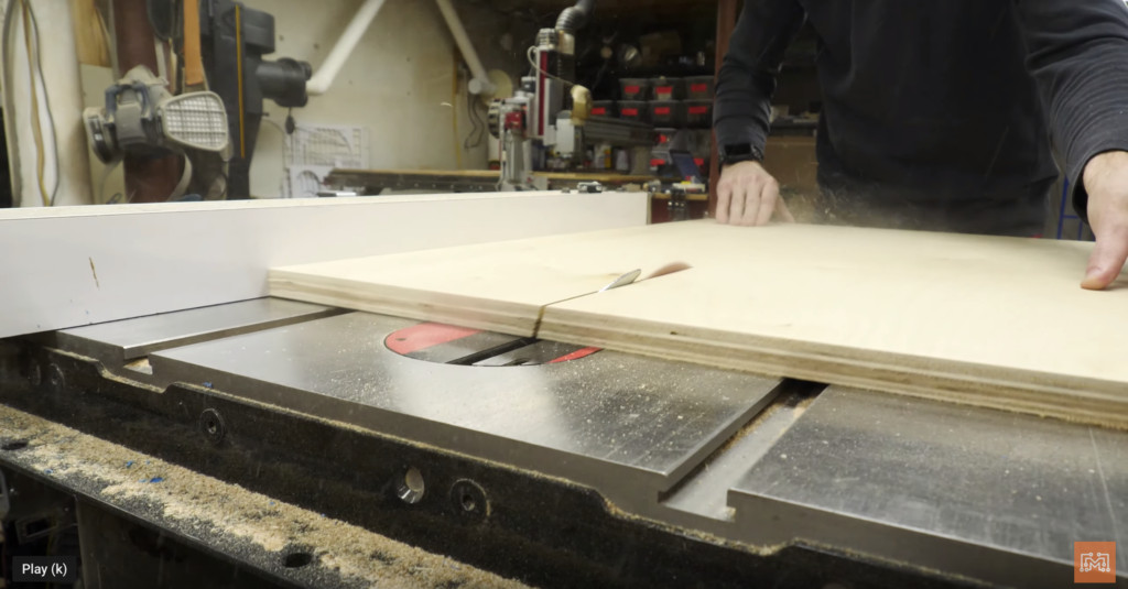 Plywood sheets being cut for a Mortal Kombat arcade cabinet project