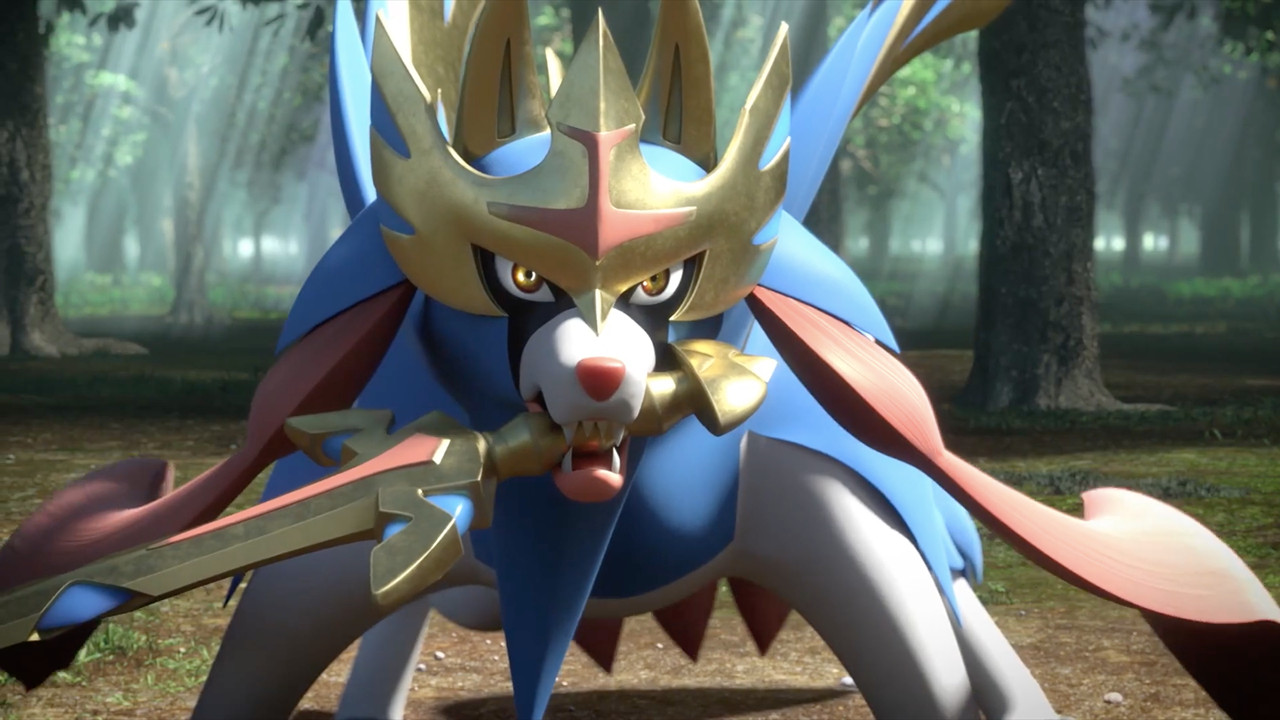 Screenshot from Pokemon Sword &amp; Shield showing the trainer in the Wild Area