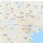 Zoomed-in view of a map showing Hard Off stores in a specific area