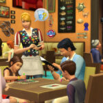 Sims dining at a restaurant