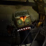 A screenshot of the upcoming PS5 game, Five Nights at Freddy, featuring a dark and eerie animatronic character.