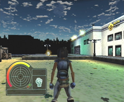 Urban Chaos gameplay featuring the lead character in combat, highlighting the game's poor fighting mechanics and camera angles uc1