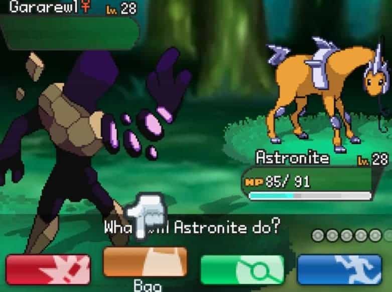 A sample of a battle in a fan-made pokemon game